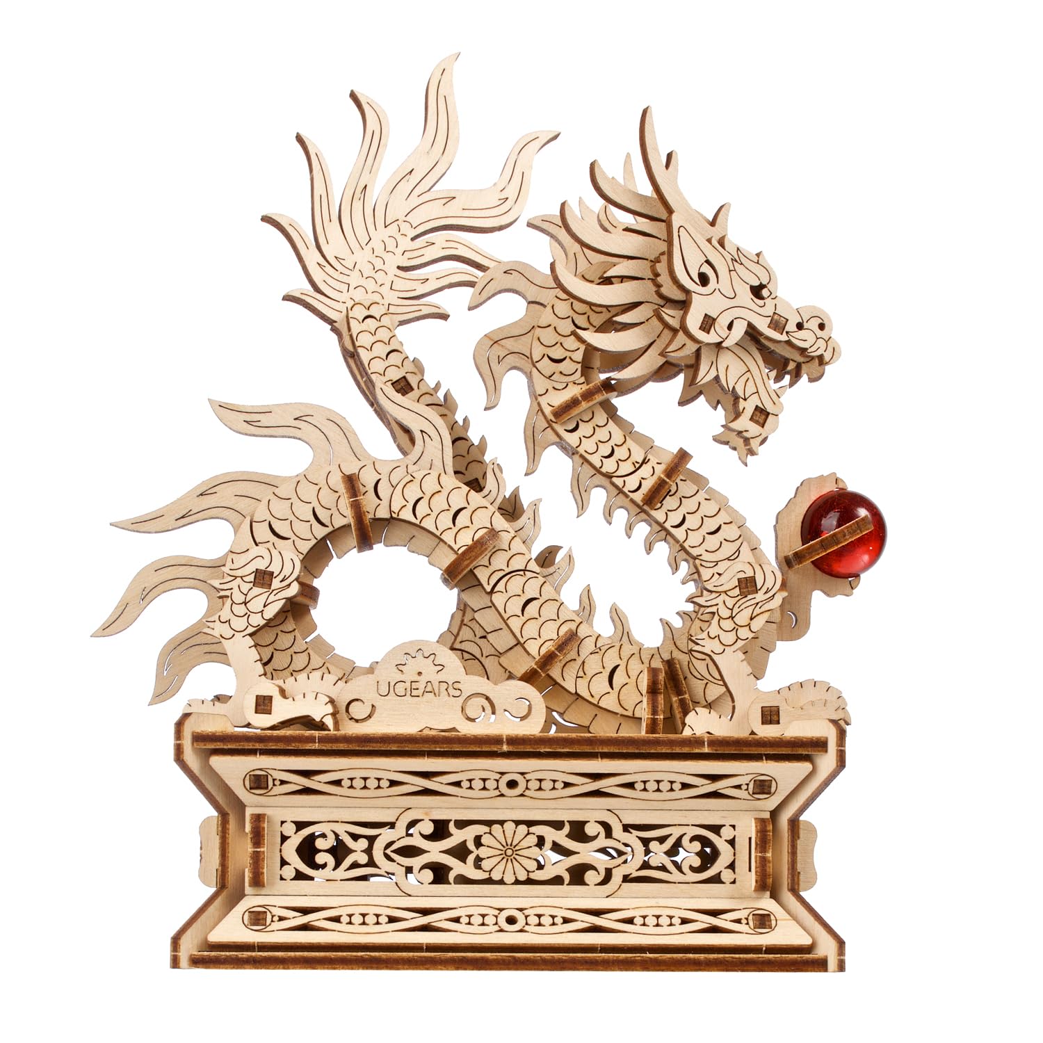 Photo 1 of UGEARS Wood Dragon Puzzle 3D - Model Building Kits for Adults - Chinese 3D Dragon Wooden Puzzle Hobbies for Men - Wooden Models for Adults to Build