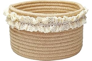 Yimi's Dream Basket for Gifts, Small Cute Round Baskets for Baby, Wedding, Birthday, Mini Decorative Jute Rope Baskets for Home Decor (Brown, 8"x 8"x 5")