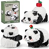 IBLOTIME Panda Building Blocks Set 3 in 1 Mini Animal Building Set Cute Panda Gifts Fun to Play Display Model for Teens Age 14+ and Adults