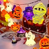 BOVVSKY Halloween String Lights Decorations, 9.8FT Halloween Fairy Lights with Flashing, HalloweenWindow Lights, Outdoor Indoor Home Party Decorations (Not Included Battery)