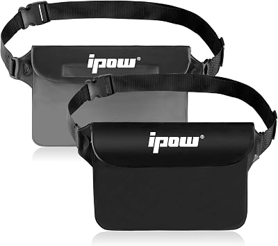 ipow Waterproof Pouch Bag Case 2 Pack with Adjustable Waist Strap - Transparent