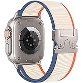 Elastic Sport Band for Apple Watch Ultra 3/2/1 Bands 49mm 46mm 45mm 44mm 42mm 41mm 40mm 38mm Men Women, Adjustable Parachute Buckle Nylon Fabric Wristband for iWatch Series 11 10 SE 9 8 7 6 5 4 3