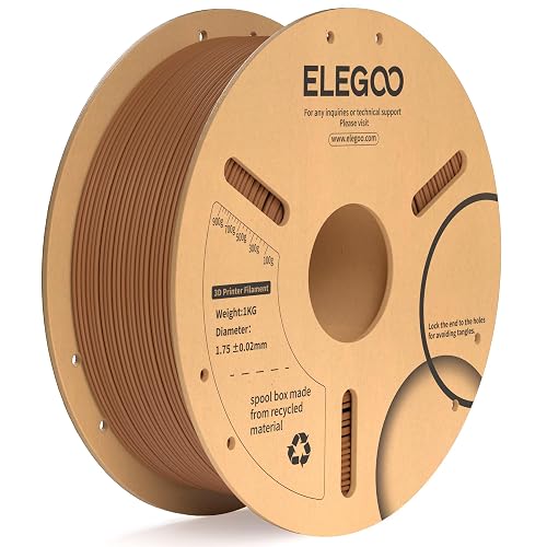 ELEGOO PLA+ Filament 1.75mm Brown 1KG, 3D Printer Filament, Dimensional Accuracy +/- 0.02 mm, Tough & High Strength, Compatible with Most FDM Printers (1KG/Spool, 2.2 lbs)