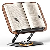 SupeDesk Book Stand for Reading, Adjustable Book Holder with 360° Rotating Bases, Foldable Designs, and Elastic Clips, Multif