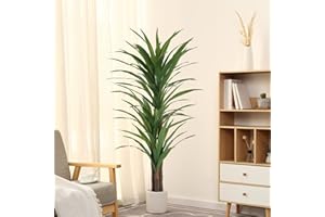 FLOWORLD Dracaena Silk Plant Corn Stalk 5ft Tall Faux Plants Indoor Large Fake Plants Potted Yucca Tree Tropical Floor Plants Artificial Silk Palm Trees for Home Office Store Decor Housewarming Gift