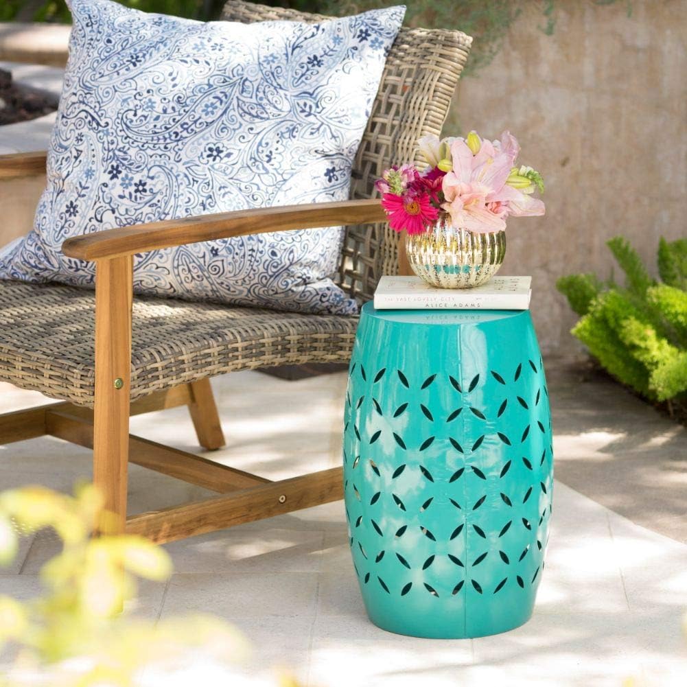Christopher Knight Home Lilac Outdoor 12" Iron Side Table, Teal : Garden & Outdoor