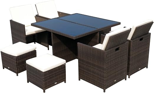 Ensemble Salon De Jardin Encastrable 8 Places 4 Fauteuils