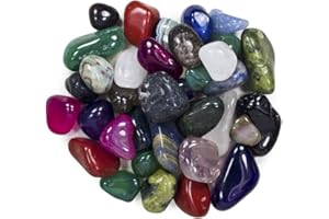 Hypnotic Gems 2 Pounds Brazilian Tumbled Polished Natural and Dyed Stones Assorted Mix - Large Size - 1.25" to 1.75" - Average 1.5"