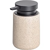 Clasin Home Liquid Soap Dispenser with Easy-to-Press Pump, 10 oz Refillable Hand Soap Dispenser with Extended Spout for Bathroom Kitchen Dish Lotion, Modern Stone Texture (Beige)
