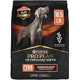 Purina Pro Plan Vet OM Overweight Management Dry Dog Food, 16.5 lb Bag | Great-tasting, low-fat and low-calorie dog food kibble with natural fiber to help contribute to satiety