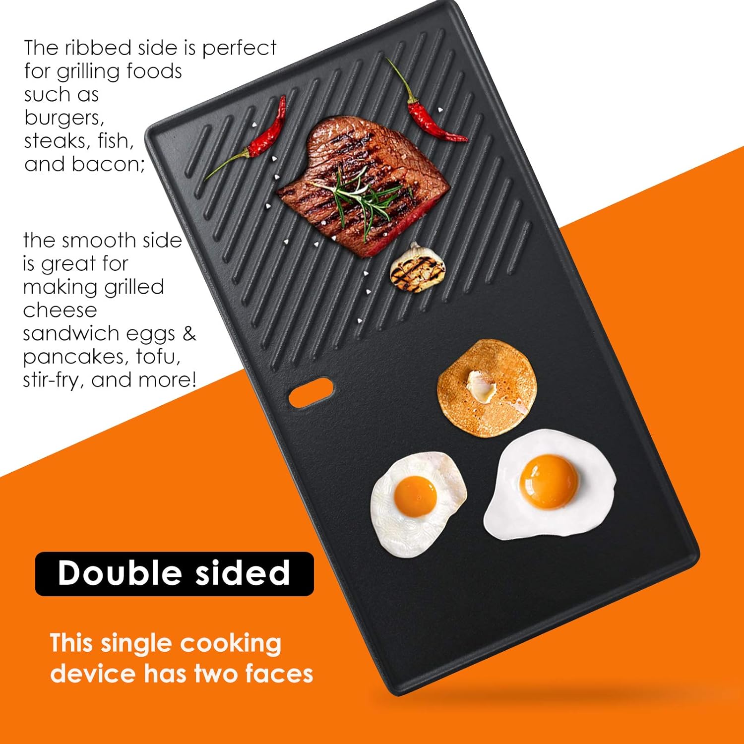 Uniflasy Cast Iron Reversible Grill Griddle Plate for Charbroil 463420508 463420509 16 7/8" Gas Grills Replacement Parts 463420511 463436213 463436214 463461613 463436215 Cookware Skillet Flat Pan : Garden & Outdoor