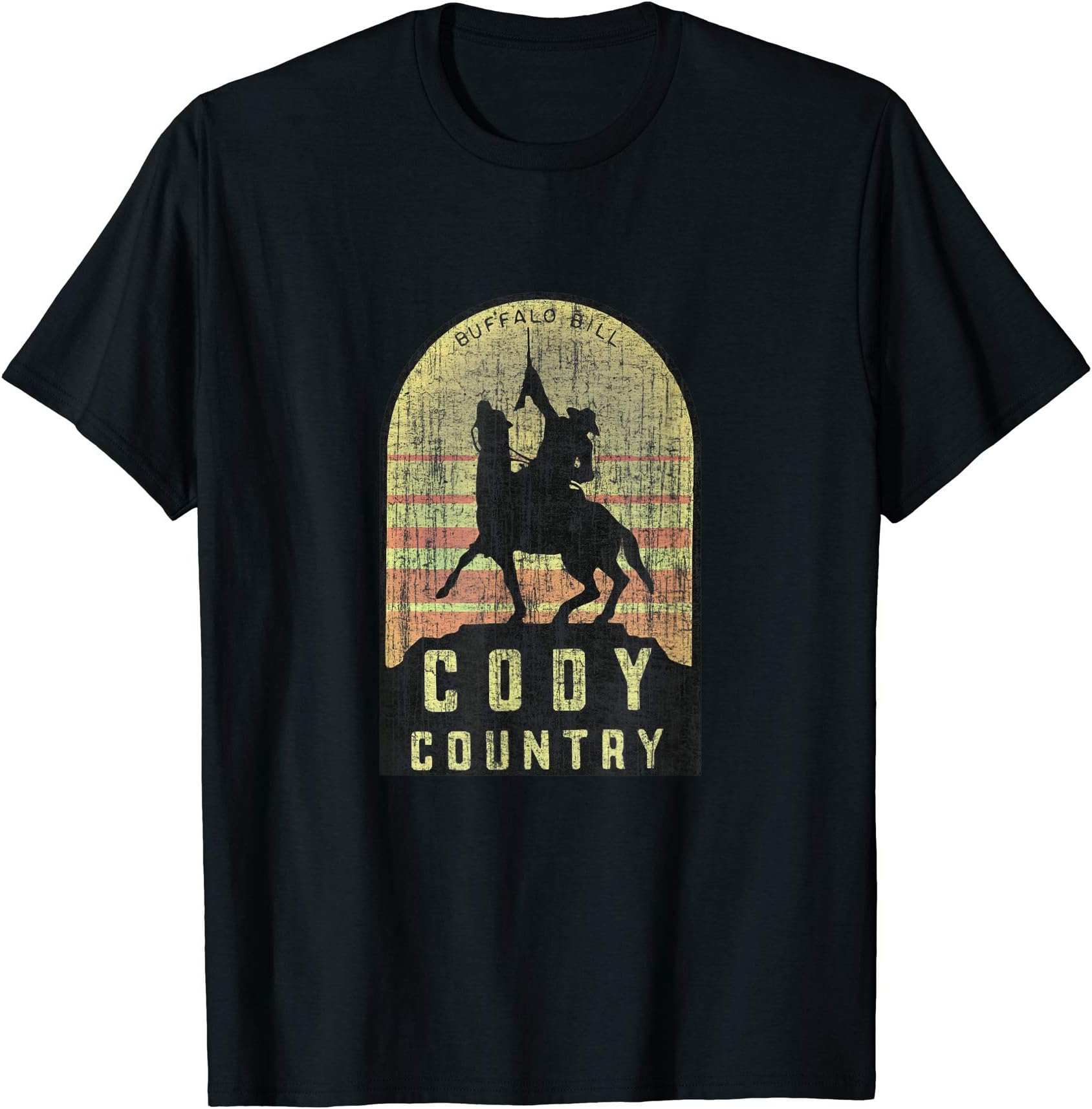 Vintage Cody Country T-Shirt - Unisex-Adults - Black - Small - Short Sleeve - Cotton 65%, Polyester 35%OEKO-TEX STANDARD 100