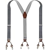 PAPA LEGGENDA Suspenders for Men with Strong Clips, 1.4 Inches Wide Heavy Duty Men's Suspenders Y-Back for Work Jeans