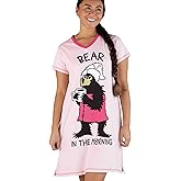 Lazy One Women's Nightgown, Funny V-Neck Sleep Shirt for Women, Bear & Moose Pajama Shirts
