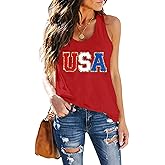 American Flag Tank Top Women USA Star Sequin Sleeveless Tee Patriotic Shirt 4th of July Summer Vest Top