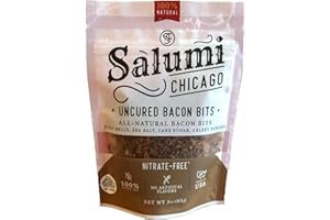 SALUMI CHICAGO Uncured Bacon Bits – Natural Sea Salt Seasoned, Fully Cooked, Gluten-Free, No Added Nitrates or Nitrites, 3 oz – Keto & Paleo Friendly