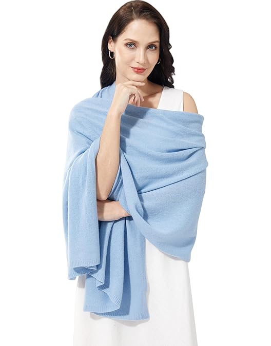 RYYOYY Soft Cashmere Blend Wrap Chic Pashmina Scarf Stole for Women  Wayfarer Travel Extra Large 87\"x28\" Baby Blue at Amazon Women's Clothing  store