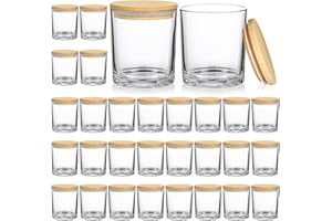 SUPMIND 30 Pack Glass Candle Jars-10oz Clear Empty Candle Jars with Bamboo Lids, Bulk Candle Jars for Making Candles Containers - Dishwasher Safe