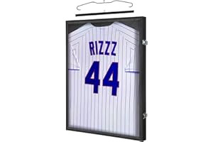 IHEIPYE Jersey Display Case Jersey Frame Large Shadow Box Lockable with UV Protection Acrylic and Hanger for Baseball Basketball Football Soccer Hockey 2XL Sport Jersey Shirt,Black