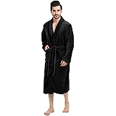 NY Threads Luxurious Men's Shawl Collar Fleece Bathrobe Long Spa Robe