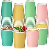 Zhehao 60 Pcs Spring Pink Sage Green Disposable Cups 8 oz Pastel Coffee Paper Cups for Wedding Baby Shower Birthday Party Supplies Xmas Holiday Table Decorations