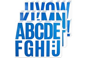 BINLINHONGO 102 Large Alphabet Stickers, 9 Sheets 4 Inch Self-Adhesive Vinyl Letters Sticker Decals for Mailbox, Door, Truck, Windows, Suitable for Indoor and Outdoor - Blue
