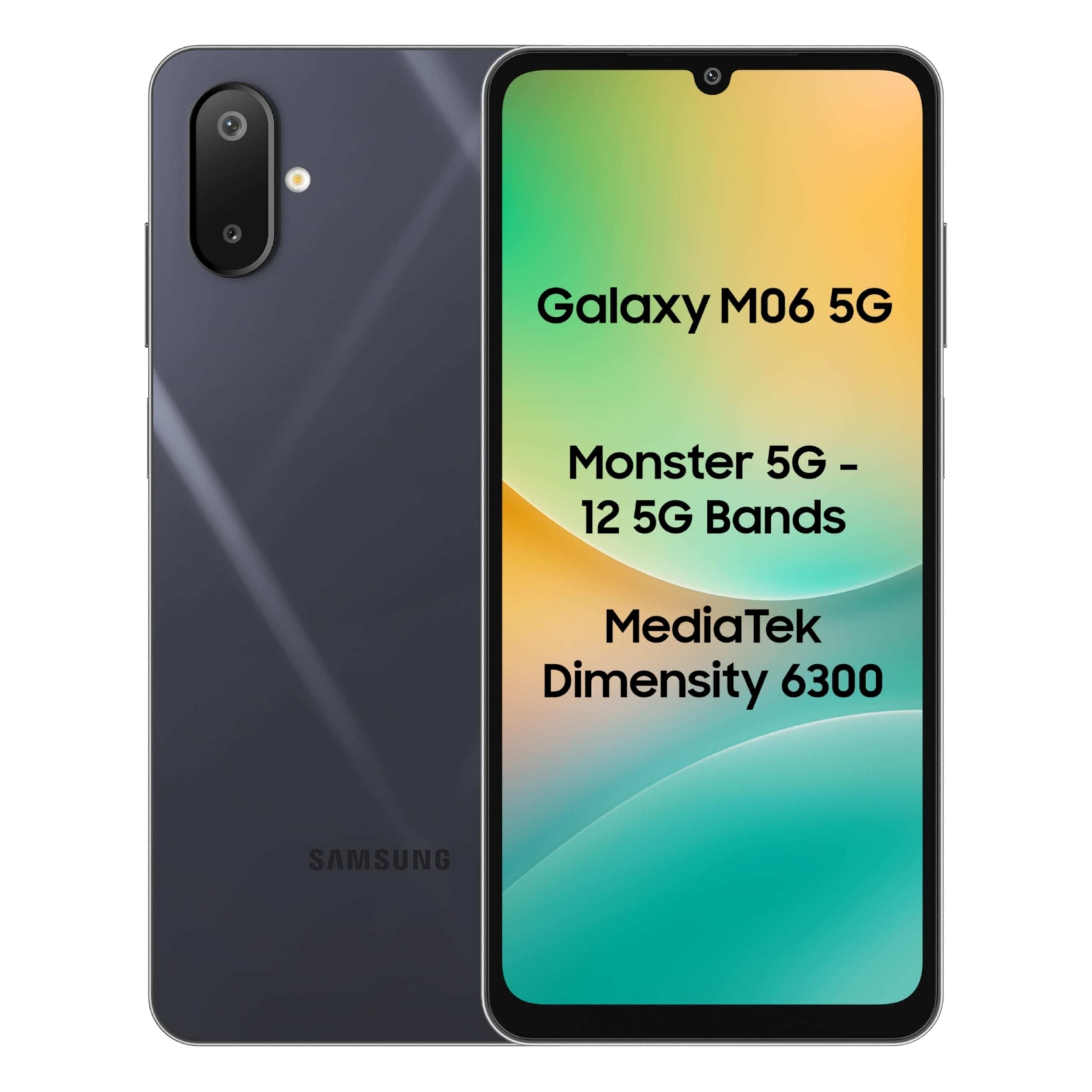 Samsung Galaxy M06 5G Mobile (Blazing Black, 4GB RAM, 64GB Storage) | MediaTek Dimensity 6300 | AnTuTu 623K+ | 12 5G Bands | 25W Fast Charging | 4 Gen OS Upgrades | 50MP Camera | Without Charger