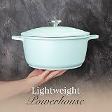 nuovva Casserole Dishes with Lid 4L Teal Non Stick Dutch Oven 24cm view 6