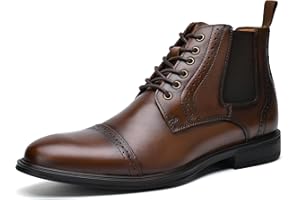 ArcBrothers Men's Chelsea Dress Boots Comfortable Leather Slip On Ankle Boots For Casual & Formal Occasions