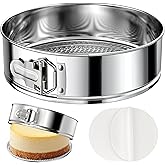 ZeroPone 9 Inch 304 Stainless Steel Springform Pan with Removable Bottom, Nonstick Round Spring Form Cheesecake Pan with 30 Pcs Parchment Paper Liners