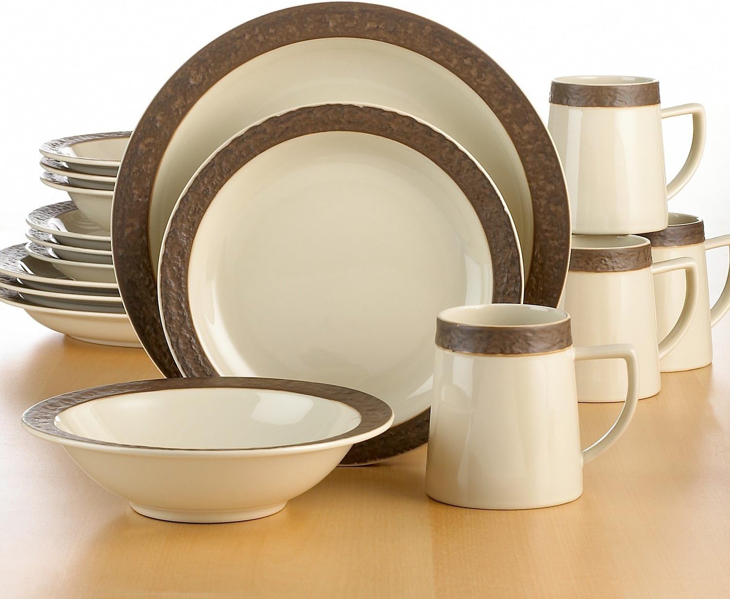 Sango Rustic 16Piece Dinnerware Set, Cream Amazon.co.uk Kitchen & Home