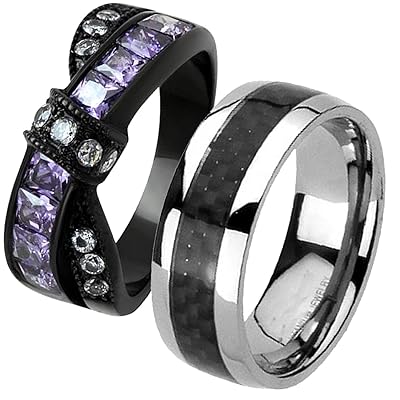 Purple Amethyst Wedding Ring Set His and Hers Tunisia Ubuy