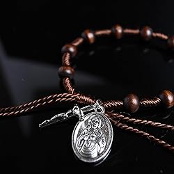 Needzo Brown Scapular Rosary Bracelet, Adjustable