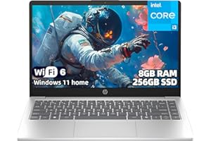 HP 14-inch HD Laptop, Intel Core i3-N305, 8GB DDR4 RAM, 256GB NVMe SSD, Windows 11 in S Mode, Wi-Fi 6, Bluetooth 5.3, Anti-Gl