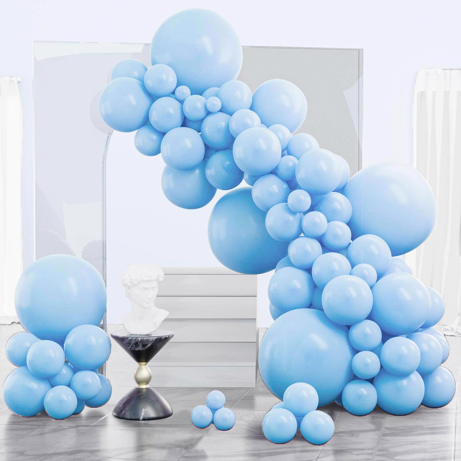 Photo 1 of PartyWoo Light Blue Balloons 140 pcs Different Sizes of 18 12 10 5 Inch Baby Pastel Sky Aqua Blue Balloon Arch Kit Garland for Graduation Baby Shower Gender Reveal Birthday Party Decorations Blue-Y4