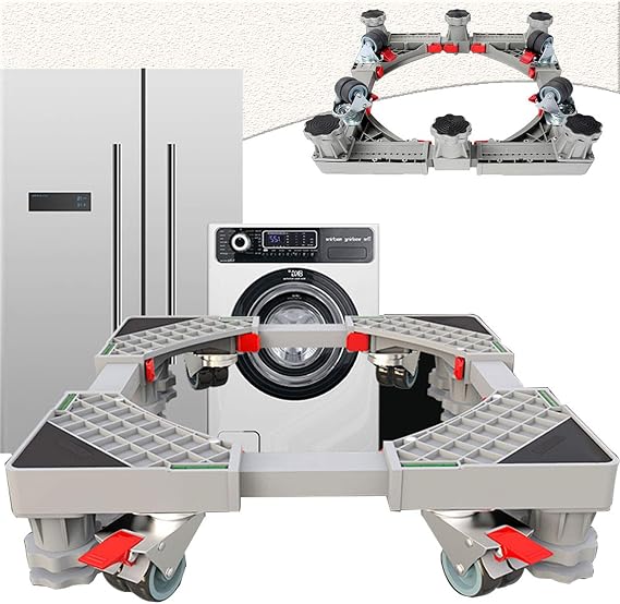 Support Réglable Pour Machine à Laver/sèche-linge - Acier Inoxydable, Hauteur 18-21cm, Charge 200kg, 4 Pieds