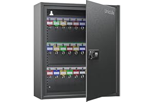 Pawfly 60 Position Key Cabinet with Combination and Key Lock Resettable Black Digital Security Storage Box Key Organizer with