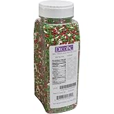 Christmas Tree Sprinkles Mix for Holiday Baking, Red, Green &amp; White 20.5 oz | Multicolored, tree shapes, confetti &amp; jimmies, food-grade, edible, for decorating cakes &amp; cookies, handled shaker bottle