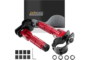 JXPANG M8 Motorcycle Folding Rearsets Foldable Motorbike Footrest Bicycle Footpegs Foot Pegs Pedal, Passenger Pedal Universal For Electric Car Motorbike Mini Bike Dirt Pit (Red, Type A)