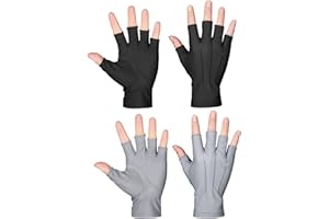 CINDEER 2 Pairs Summer Fingerless Gloves UV Sun Protection Driving Nonslip Touchscreen Half Finger Hiking Gloves for Outdoor