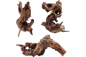 LYPHARD AQUARIUMS Driftwood for Aquarium, 3 Pieces 6-10" Natural Small Drift Wood Fish Tank Assorted Branch Decorations Pieces for Reptile Hide