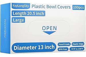 FayLongSky 100 Bowl Covers Bread Proofing Large Plastic Wrap for Food Shower Caps for Sourdough Bread Baking Rising Elastic R
