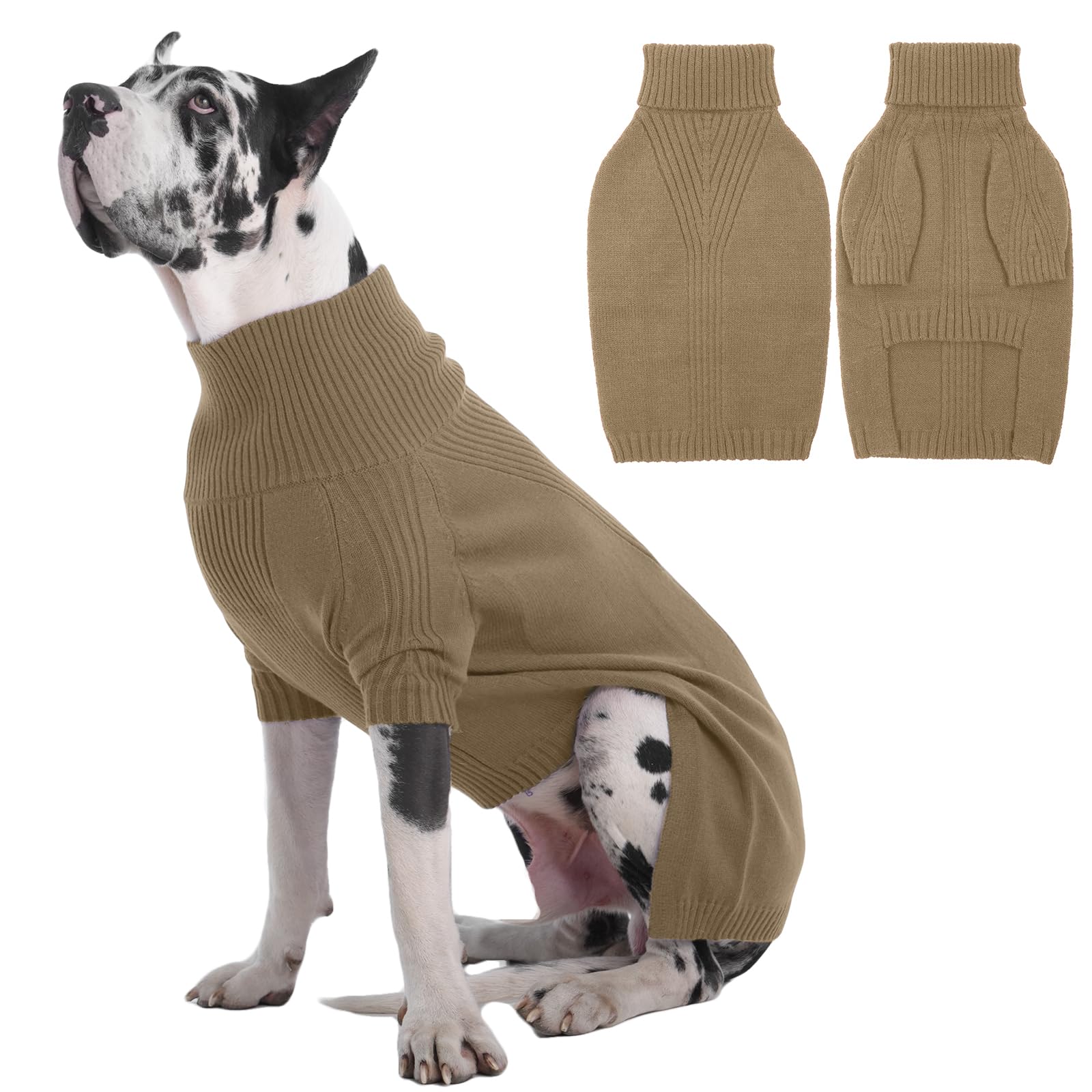 IECOii Extra Large Dog Jumper - Warm Turtleneck Sweater for Great Dane, Winter Clothes for Christmas & New Year