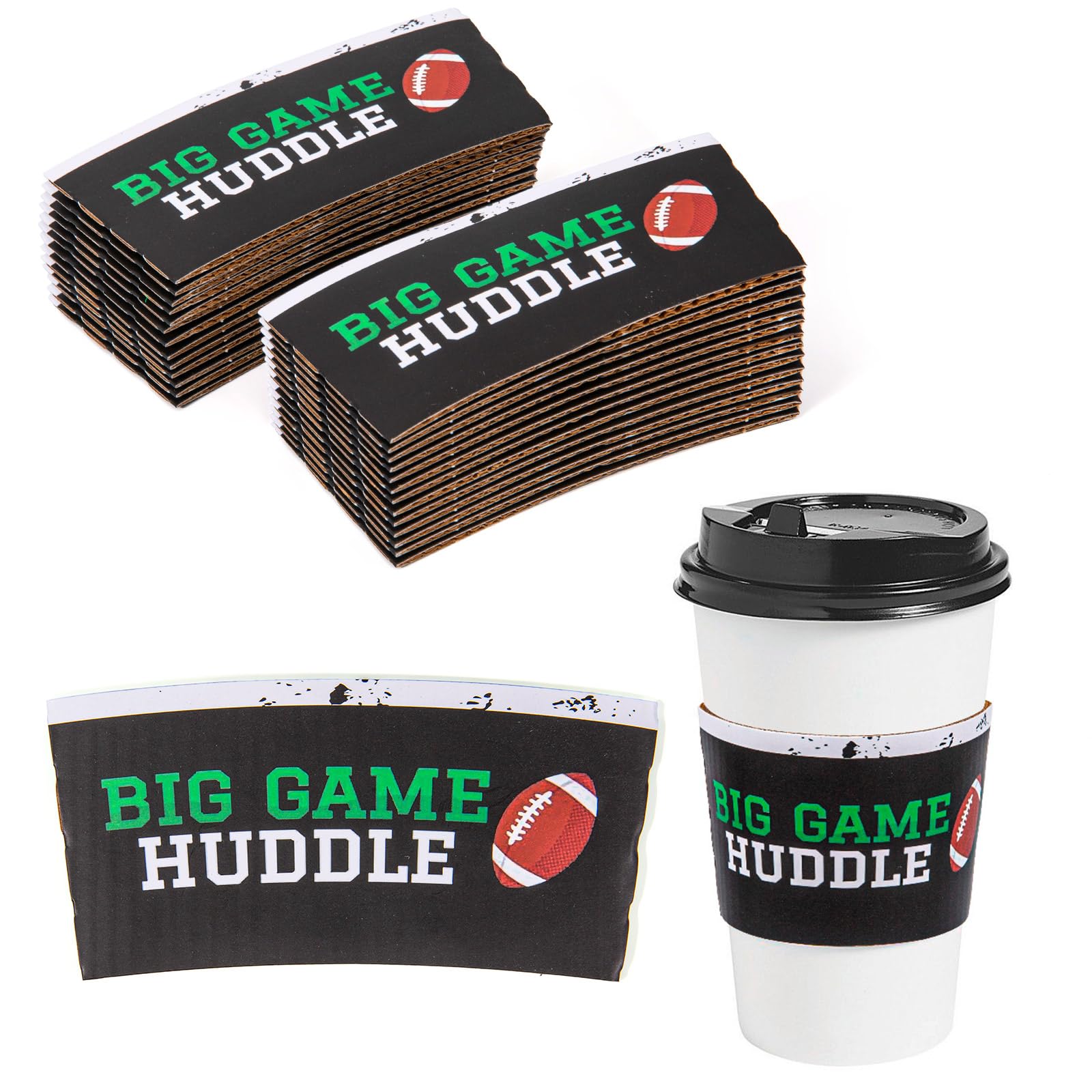 Photo 1 of 20 Pack Disposable Paper Cup Sleeves Bulk 12 oz 16 oz Football Birthday Party Decorations Football Party Supplies Paper Cup Sleeve Set for Football Game Day Tailgate Party Decorations, big game