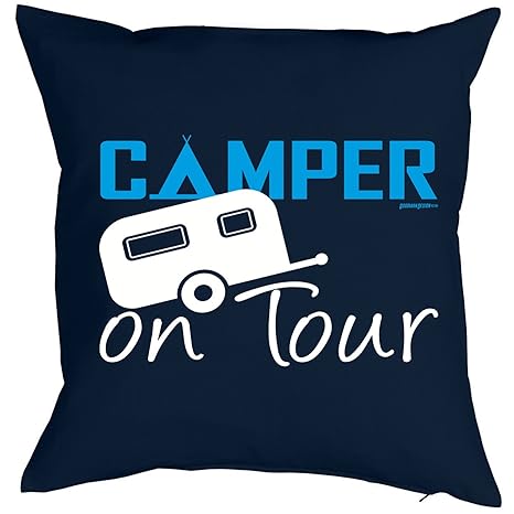Camper Kissenbezug Kissenhülle - Camper on Tour! Wohnwagen Caravan Wohnmobil Outdoor Zelt