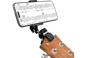 Khazylorr Guitar Phone Holder Mount, Universal Guitar Head Camera Mount Clamp Clip Angle Adjustment 360 Rotation Phone Holder