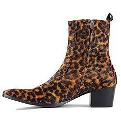 OSSTONE Men Chelsea Ankle Boots Leather Pony Hair