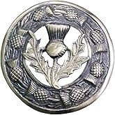 Men's Scottish Thistle Kilt Fly Plaid Brooch Antique Finish 3"/ Celtic Brooch