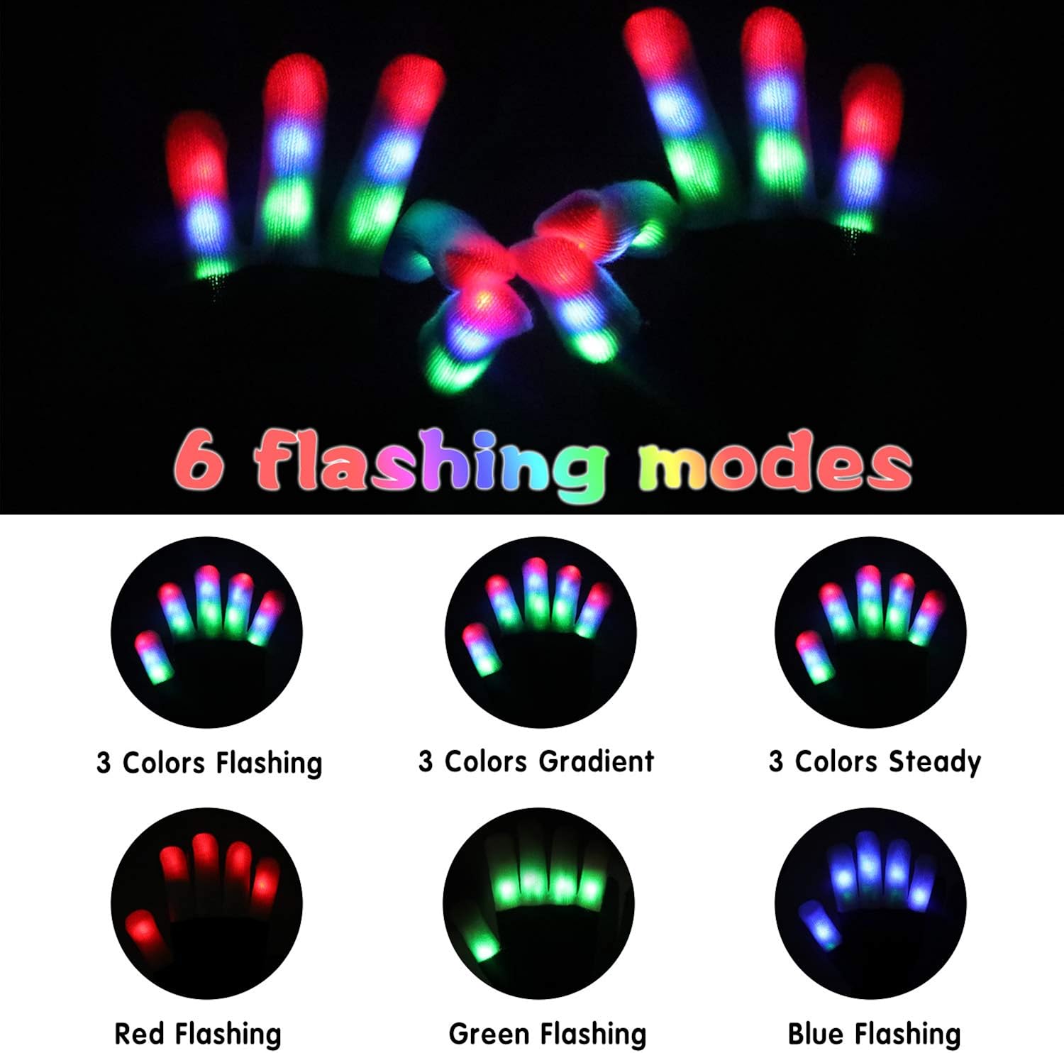 Led Gloves Light Up Gloves - Led Flashing Gloves - Finger Gloves For Halloween Novelty Party Supplies Toys: Clothing