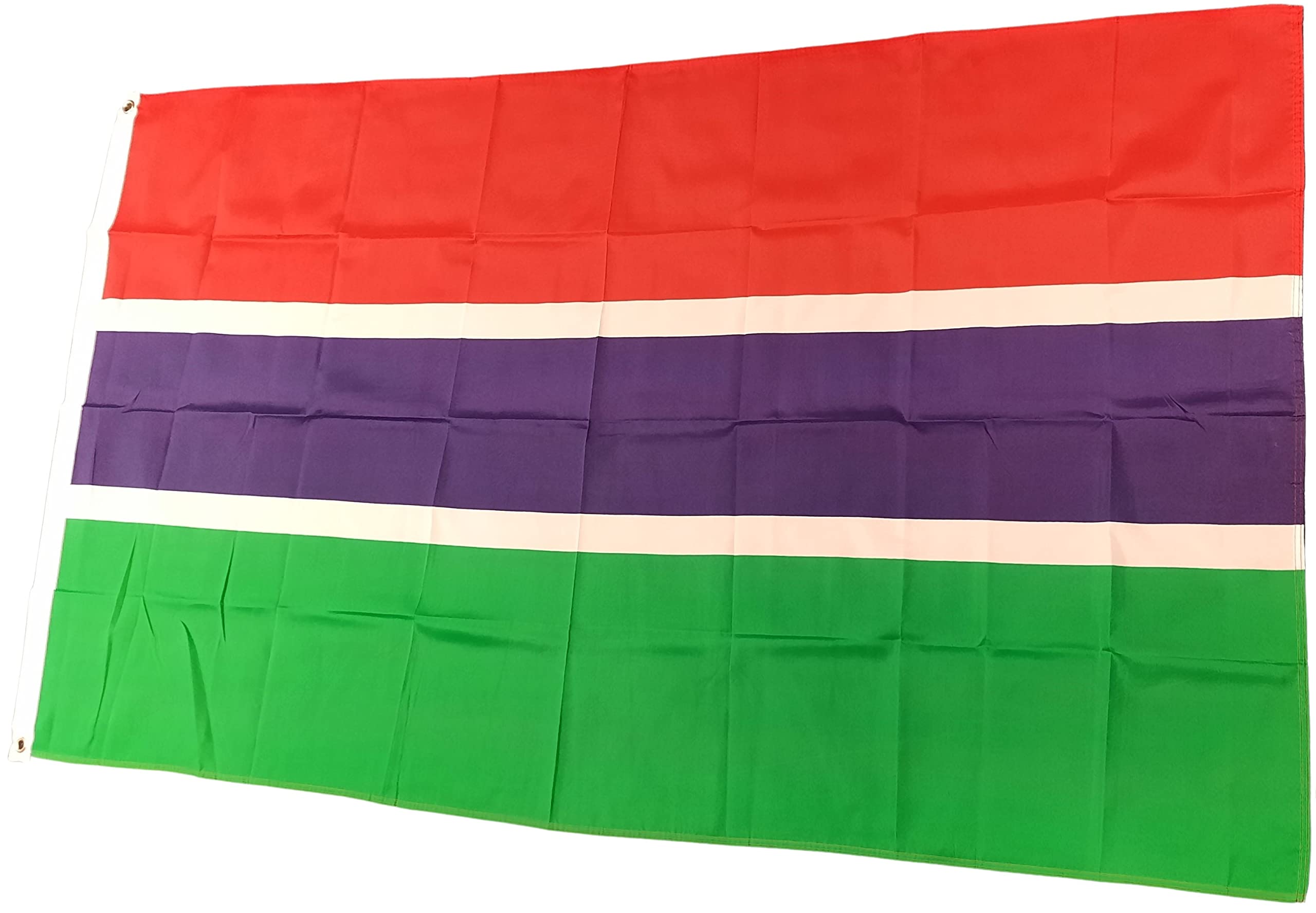NWFlags Gambia Flag 5ft x 3ft 75d Premium Polyester Suitable For Flagpoles | Strong Polyester 5x3 foot material large Gambian flag with 2 metal Eyelets
